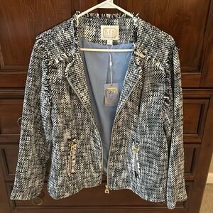 Sail to sable navy and white zip up jacket/blazer, size large , NWT